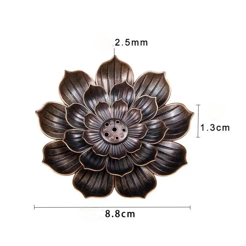 Alloy Incense Burner Stick Holder Buddhism Lotus Line Incense Plate Sandalwood Coil Base Temples Yoga Studios Home Decoration