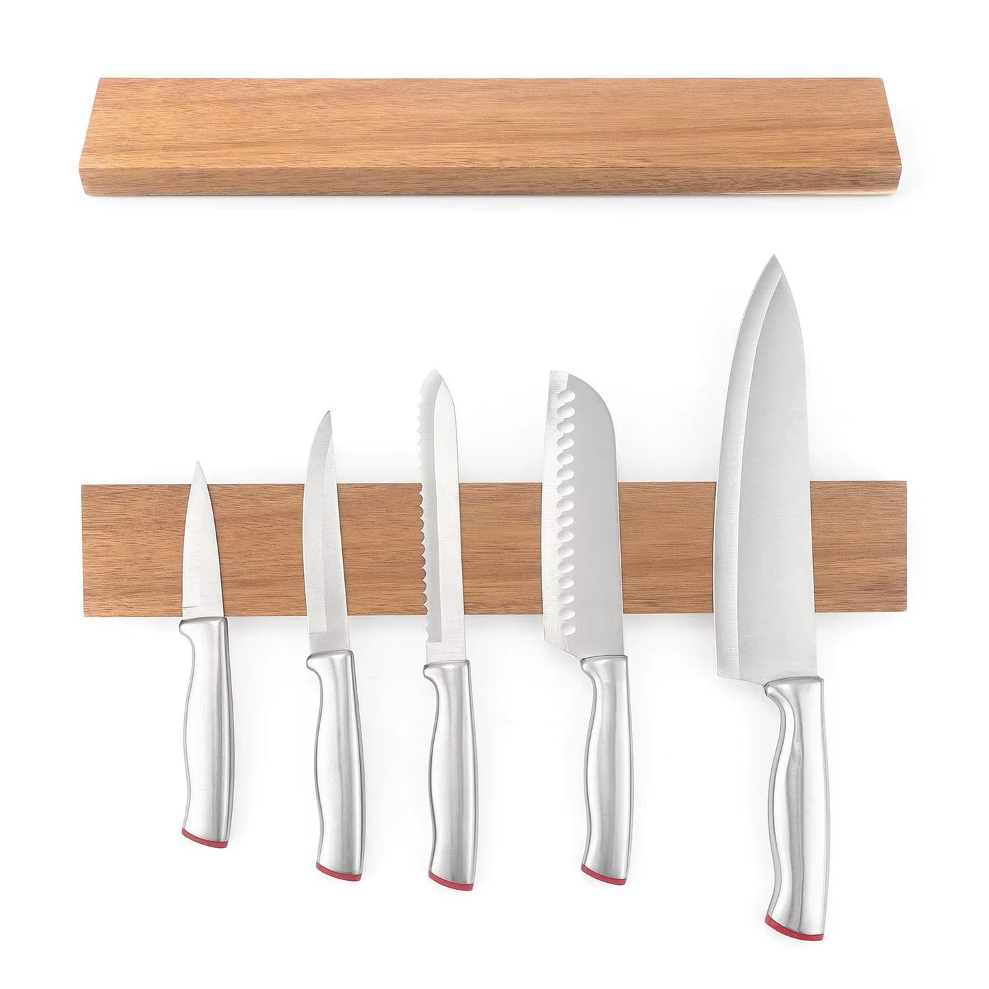 Magnetyczny uchwyt na noże z orzecha